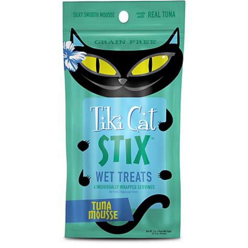 Schesir Tiki Cat Stix Grain Free Wet Mousse Treats for Cats Tuna 3ounce Pouches 12 Count - Image 1